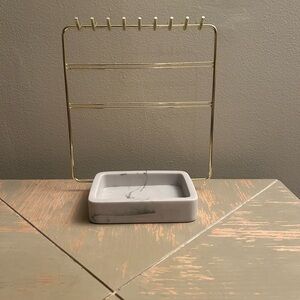 Chic Gold Jewelry Holder with Marble Base
